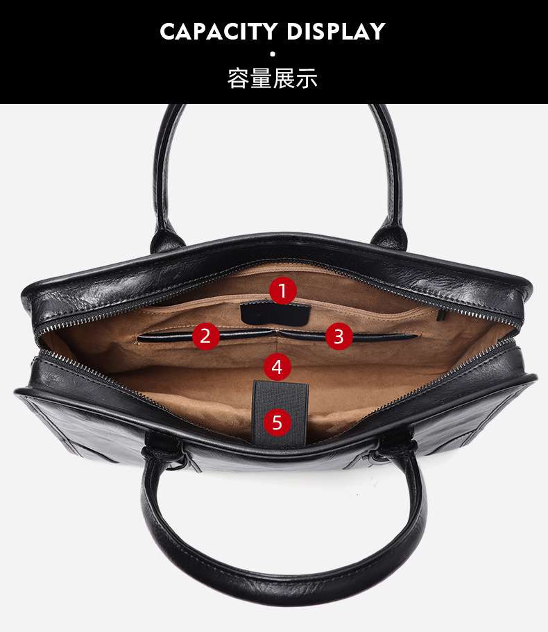 植鞣皮手抓紋公事包 頭層牛皮手提包 真皮大容量商務電腦包文件公文包 男款斜背包  真皮包包