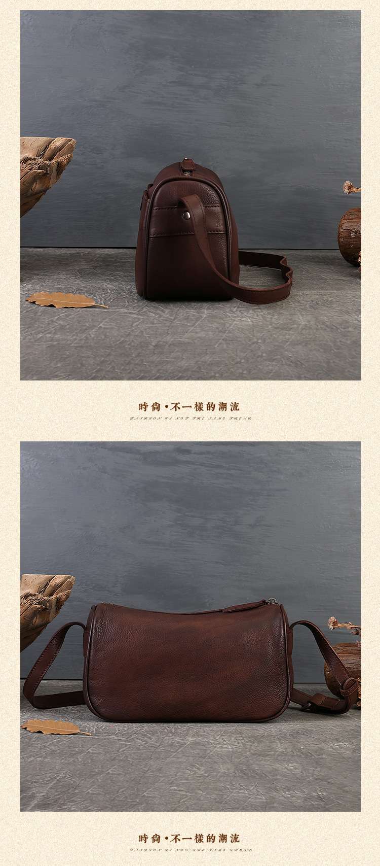 復古擦色真皮小方包 手工女包 頭層牛皮斜背包 休閒百搭單肩斜挎女包 軟皮胸前包包枕頭包 真皮包包