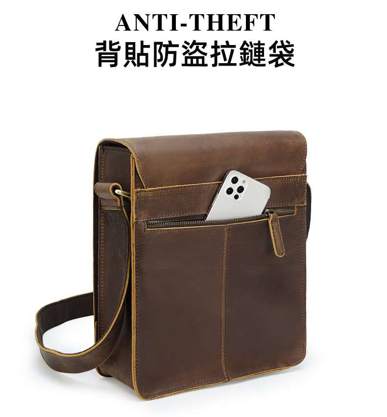 復古真皮男士斜背包 簡約頭層牛皮單肩包 戶外防盜休閒大容量斜挎包 單肩包iPad包包男包英倫 真皮包包