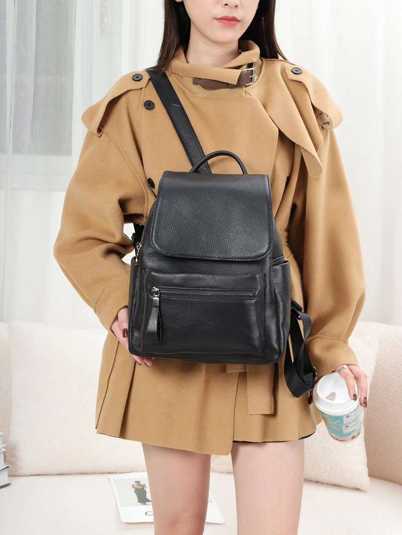 真皮雙肩包 女式新款後背包 中年女士牛皮背包 大容量送媽媽百搭背包旅行包  真皮包包