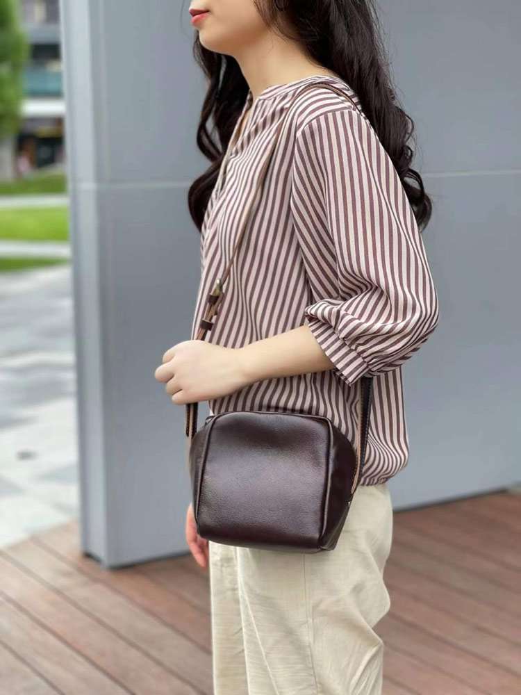 真皮女包小方包 新款頭層牛皮斜挎包 女式百搭單肩背包斜背包小貝殼包包 真皮包包