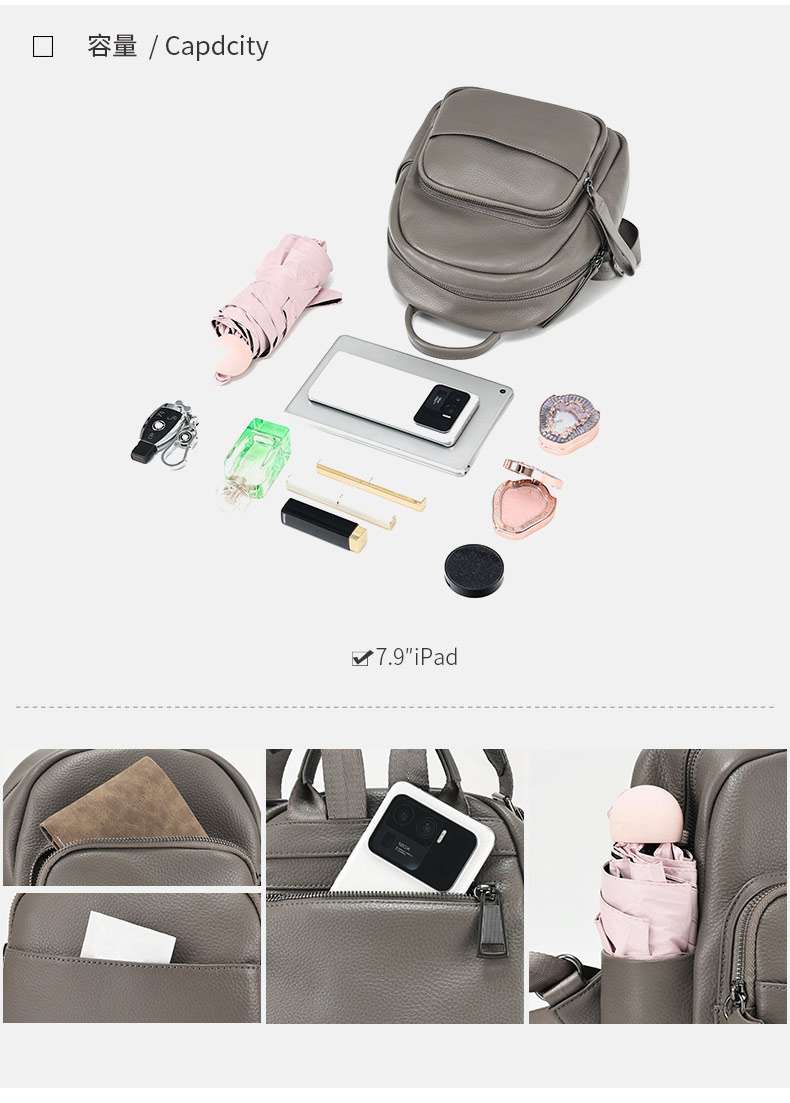 真皮後背包 女士雙肩包頭層摔紋皮時尚女生學生書包 輕便雙肩背包 潮流包包 真皮女包雙肩背包新款 真皮包包