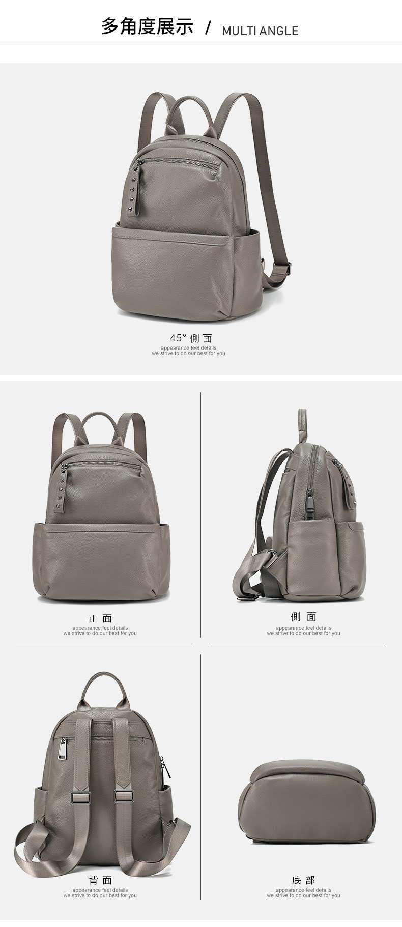 真皮雙肩包 新款潮流柔軟大容量休閒旅遊背包 頭層摔紋牛皮後背包 通勤女包學生書包 真皮包包