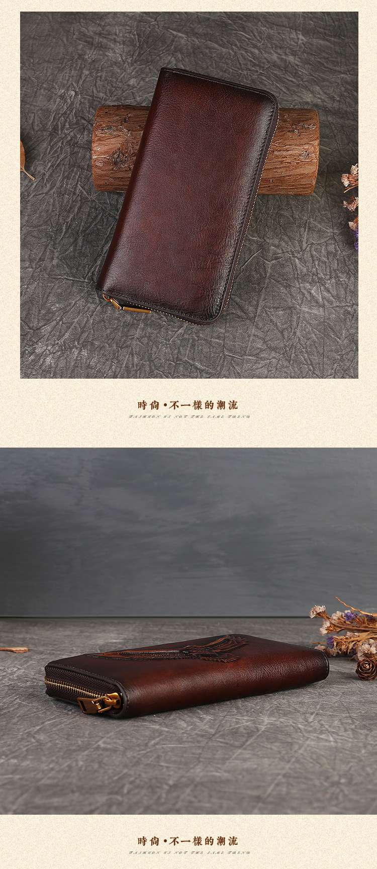 復古長款男女中性長夾 百搭頭層牛皮錢包 新款真皮卡包 大容量卡位手拿包零錢包 真皮包包