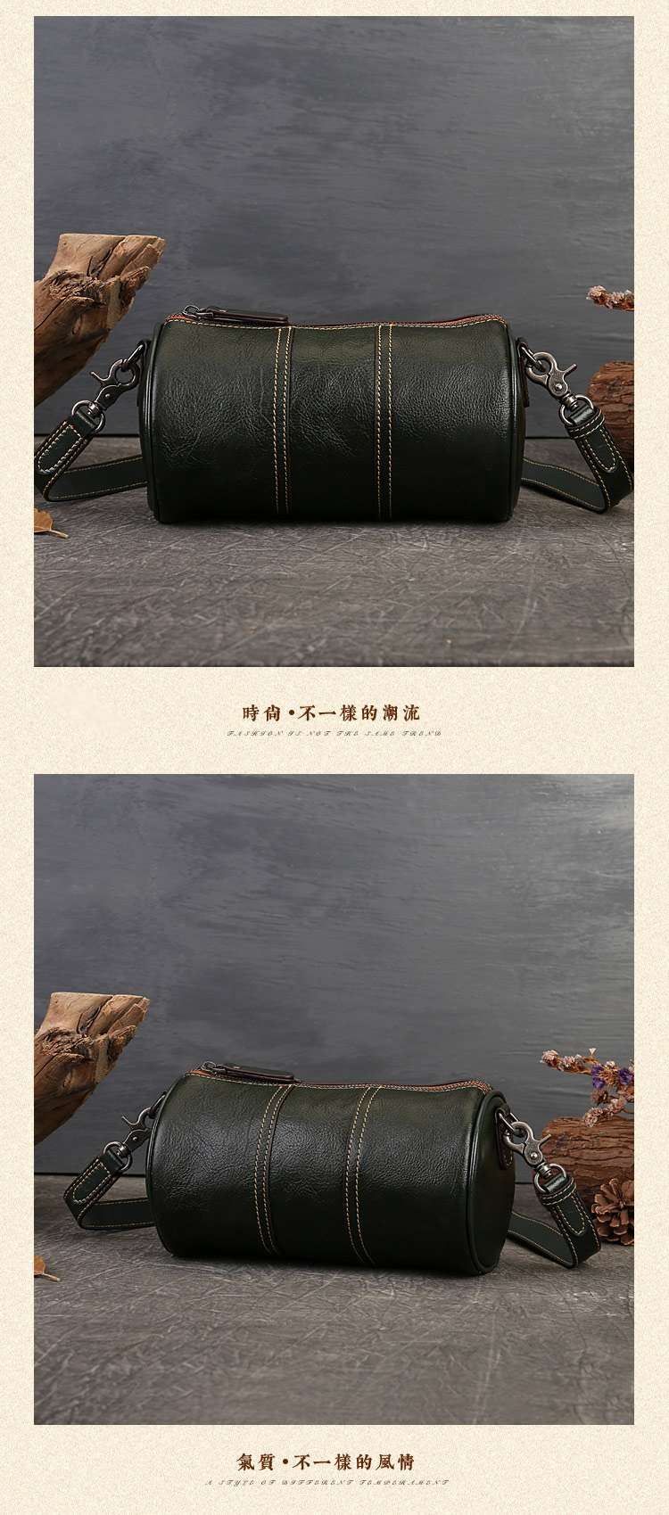 復古圓筒女包 真皮大容量枕頭包包 女生單肩斜挎包 高級感斜背包 簡約百搭包包圓筒包 真皮包包