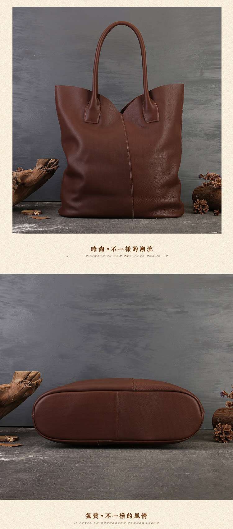 新款托特包 通勤百搭大容量真皮女包 純色大軟包包 軟皮女士手提包 時尚單肩包側背包 真皮包包
