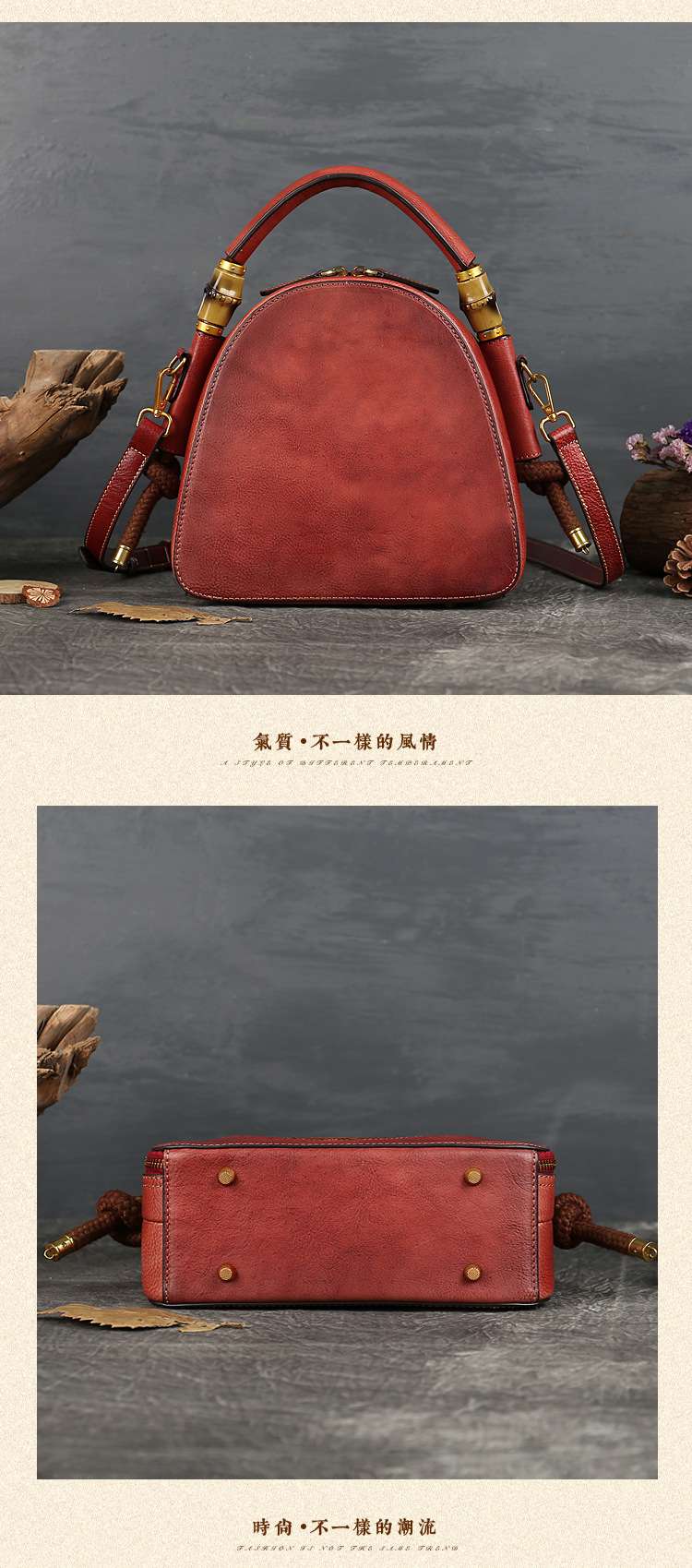 復古圖騰壓花貝殼包 真皮女包 新款女式手提包單肩斜挎包 頭層牛皮斜背包側背包 真皮包包