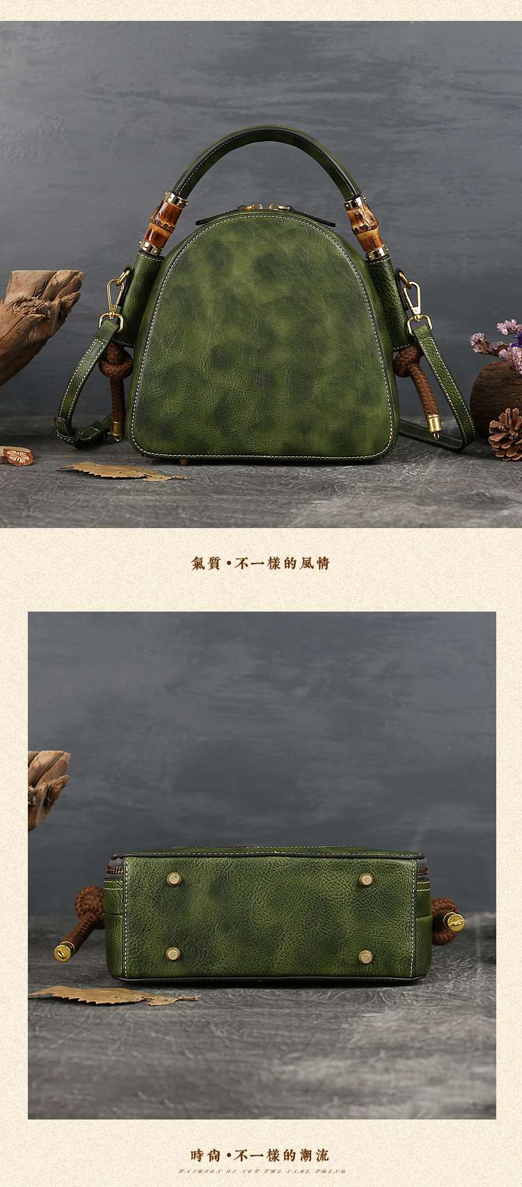 復古圖騰壓花貝殼包 真皮女包 新款女式手提包單肩斜挎包 頭層牛皮斜背包側背包 真皮包包
