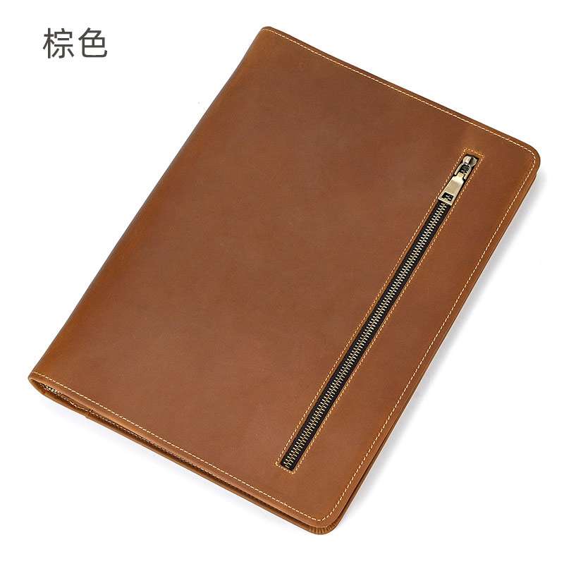 真皮iPad保護套 筆槽款復古瘋馬皮12.9寸平板保護皮套 真皮文件包手拿包 真皮包包