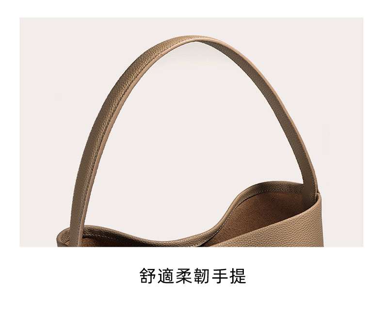 軟牛皮水桶包 女式通勤大容量慵懶風單肩背包腋下包 女生大包包手袋子母包 真皮女包 真皮包包