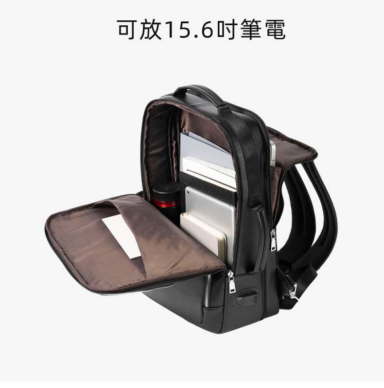 真皮擴容後背包 男士大容量雙肩背包 商務差旅背包 頭層牛皮電腦背包 多功能雙肩包 真皮包包