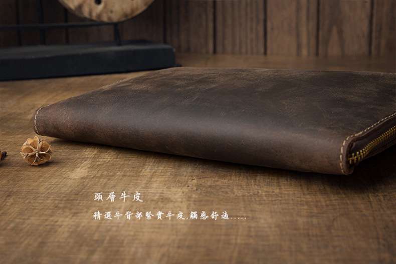 真皮手拿包斜背包 瘋馬皮復古信封包 男士簡約休閑單肩背包斜跨包 手工頭層牛皮側背包 真皮包包