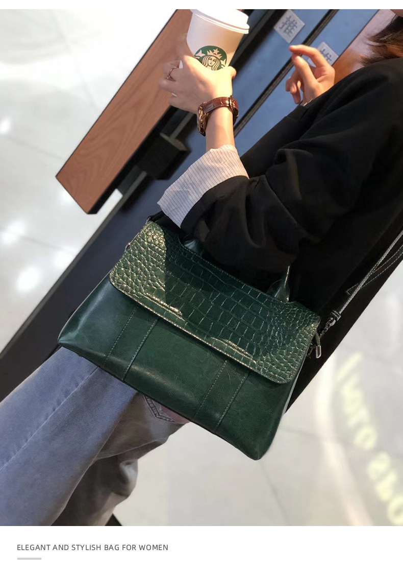 歐美時尚真皮手提包 復古新款手提手袋托特包 女通勤百搭斜背包 大容量單肩斜挎包 真皮包包