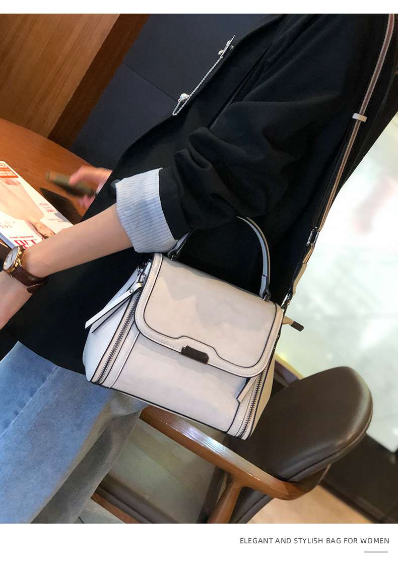 油蠟牛皮手提包 新款單肩斜挎包 百搭時尚高級感真皮女士手提手袋側背包小方包 包包女包 真皮包包