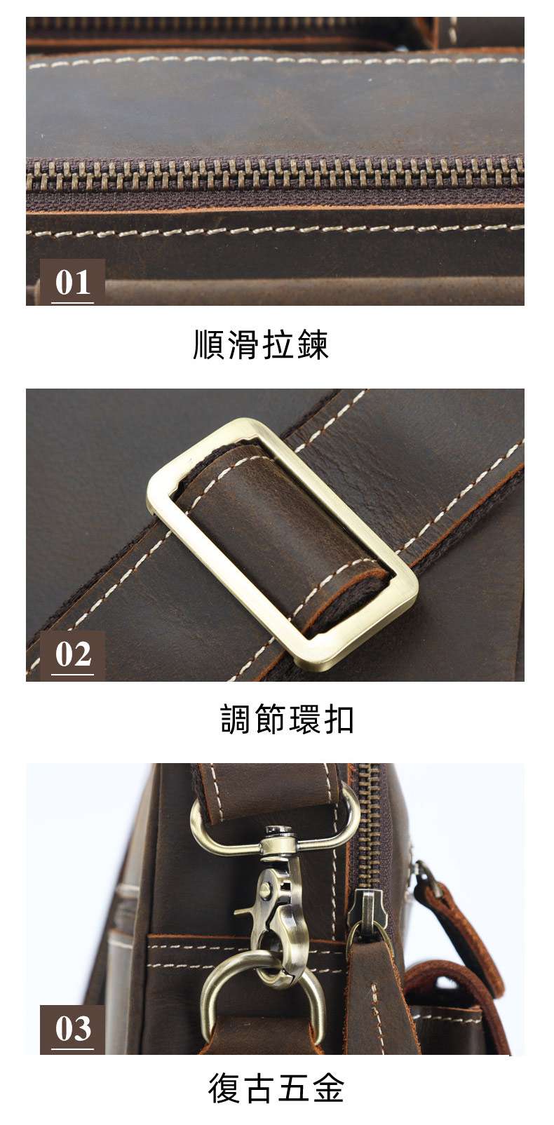 新款歐美復古瘋馬皮斜背包 男士通勤戶外小背包 頭層牛皮手提斜挎包 真皮單肩包 真皮包包