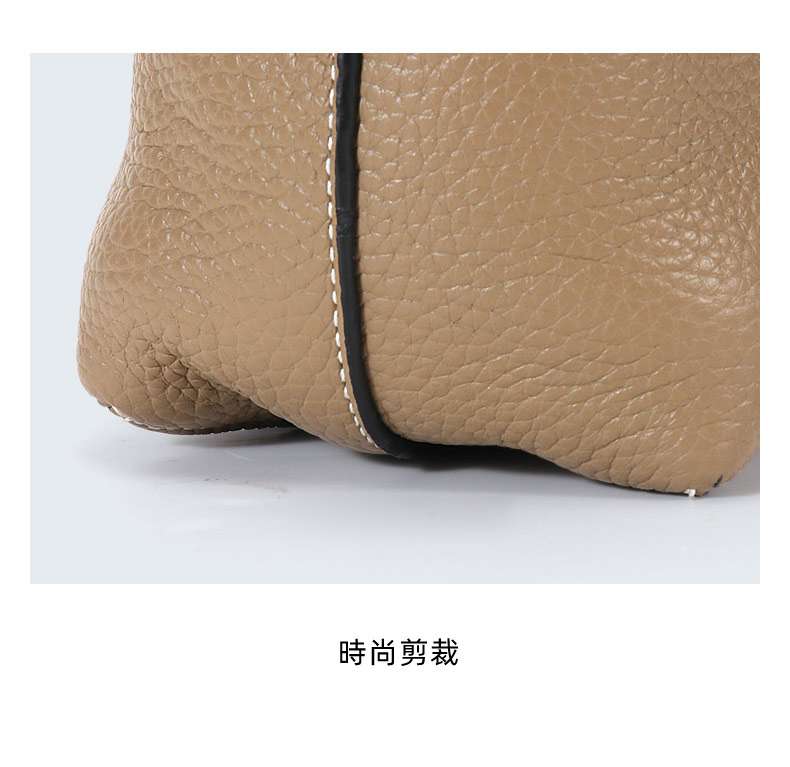 新款雙面撞色托特包 真皮購物手袋 一包兩用 通勤女包簡約水桶包 大容量手提包女包 真皮包包