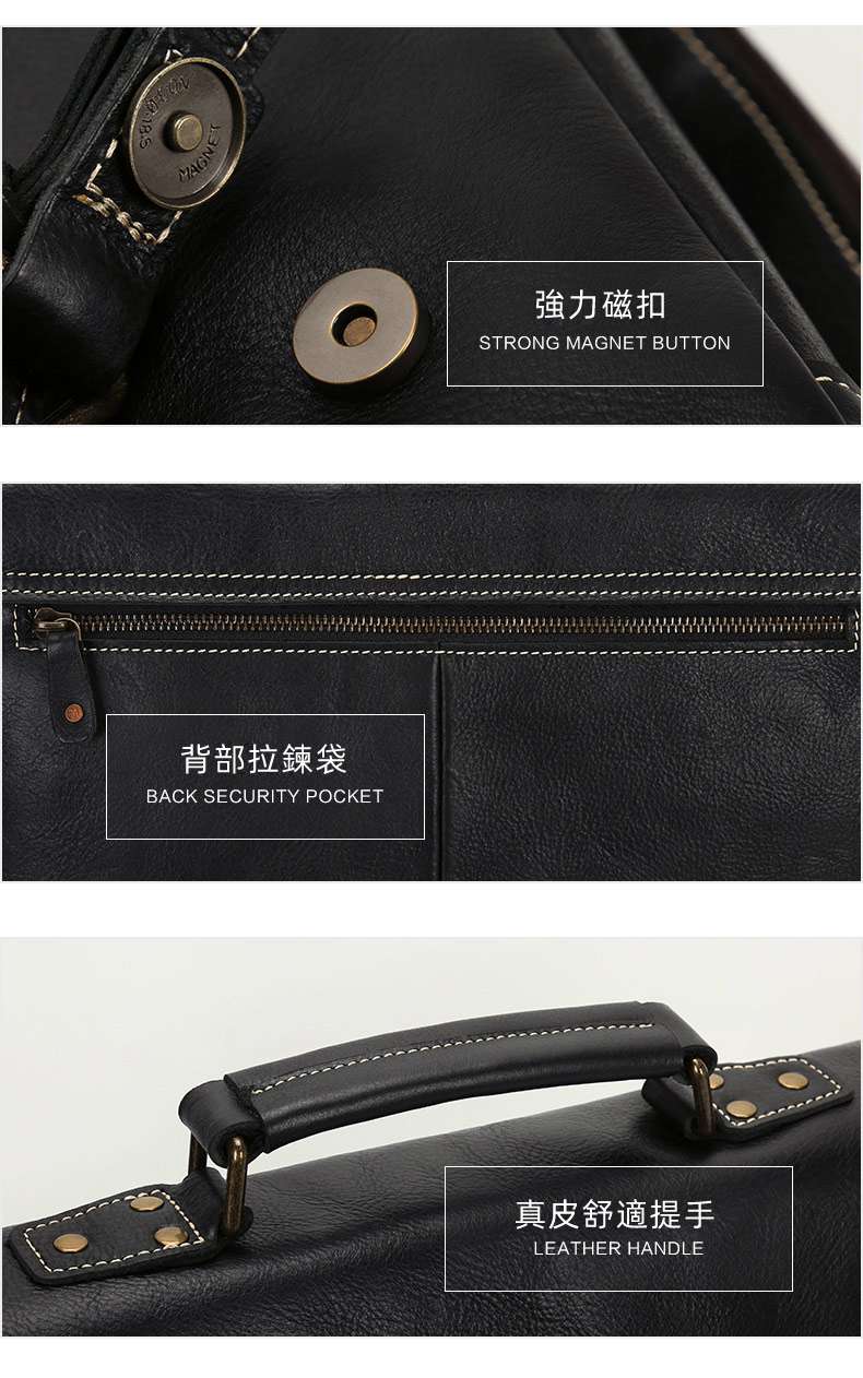 真皮男士手提包 油光皮斜背包 大容量商務電腦包公文包 頭層牛皮單肩背包斜挎包男包 真皮包包