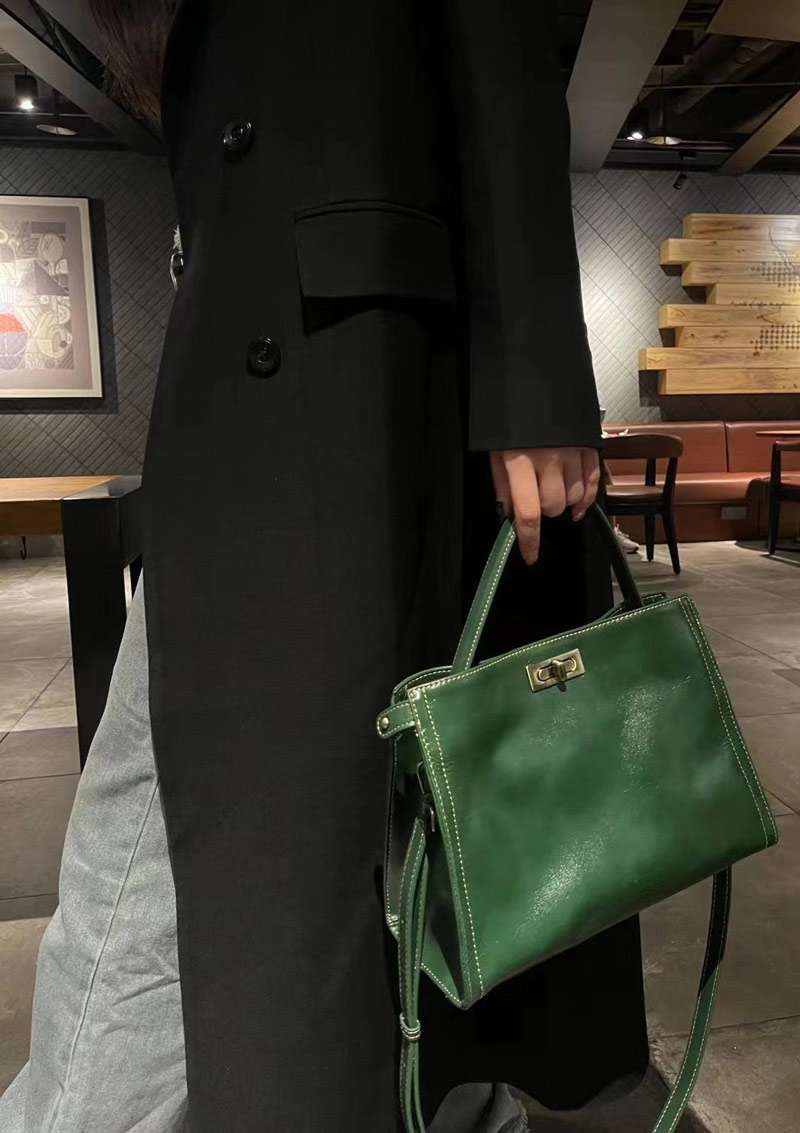 植鞣牛皮手提包 復古女包凱莉包 樹膏皮斜背包 真皮包包 頭層皮側背包單肩背包 真皮包包