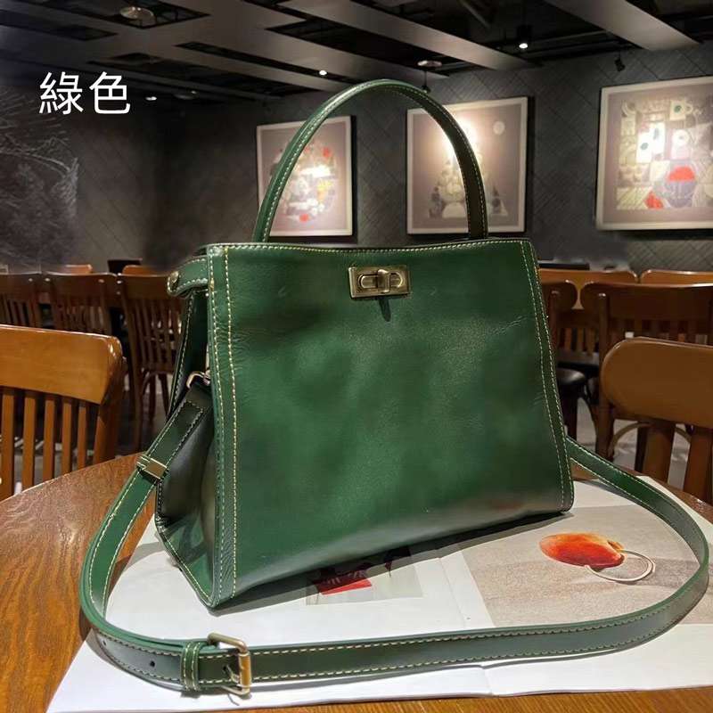 植鞣牛皮手提包 復古女包凱莉包 樹膏皮斜背包 真皮包包 頭層皮側背包單肩背包 真皮包包