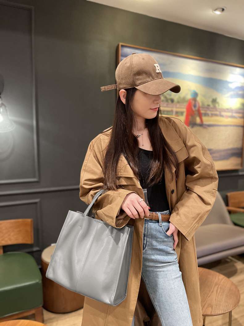復古植鞣皮托特包 牛皮單肩背包斜挎包 女式購物手袋 真皮女包包 新款手提袋斜背包 真皮包包