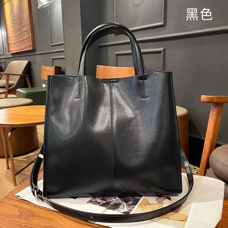 復古植鞣皮托特包 牛皮單肩背包斜挎包 女式購物手袋 真皮女包包 新款手提袋斜背包 真皮包包