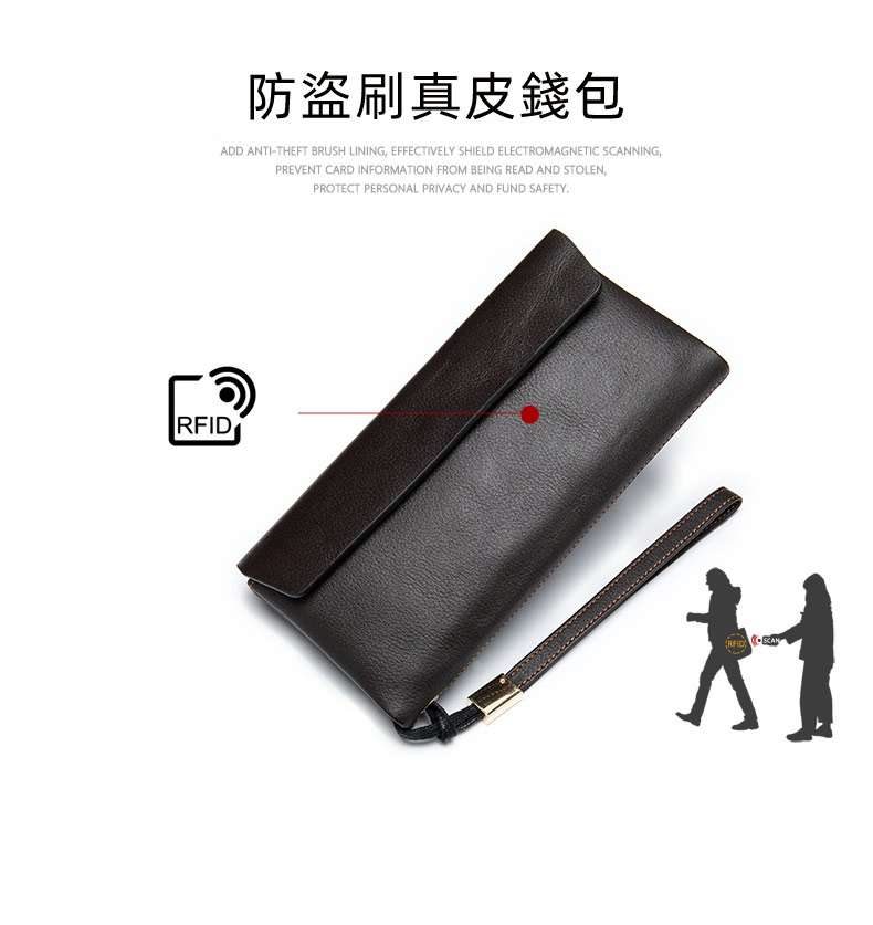防盜刷軟皮RFID女士皮革錢包 韓版頭層牛皮錢包錢夾 女中長款女式手拿包潮皮夾 真皮包包