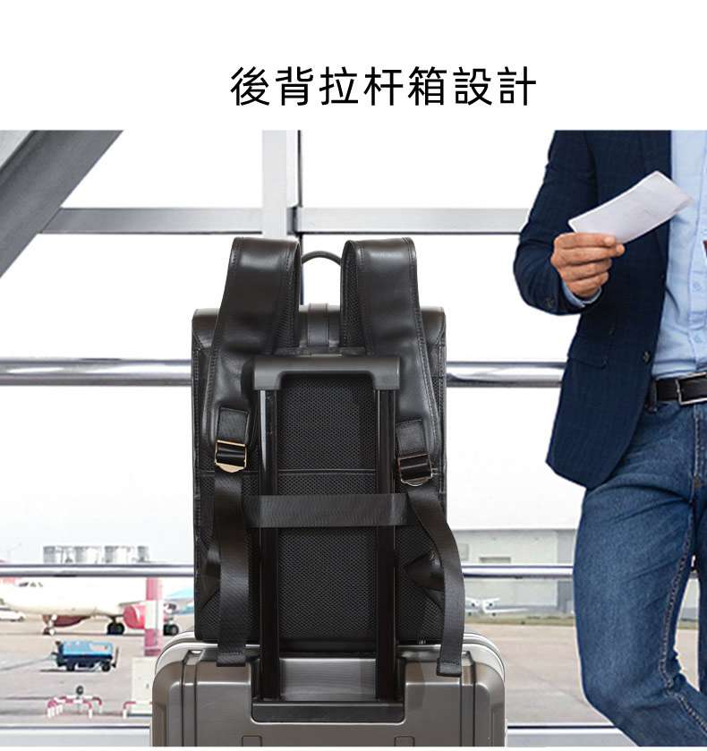 新款男士商務通勤後背包 真皮雙肩背包 輕便頭層牛皮14吋電腦包 納帕皮雙肩包黑色筆電包旅行包 真皮包包