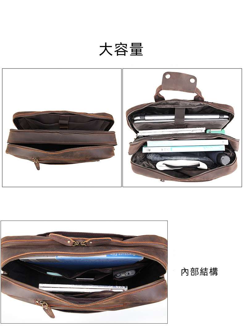 多功能後背包 一包多變 手提包斜背包 復古頭層牛皮公文包真皮雙肩背包 15.6吋通勤電腦包單肩雙肩三用包 真皮包包