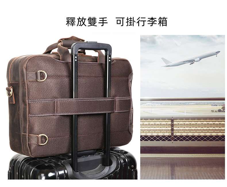 多功能後背包 一包多變 手提包斜背包 復古頭層牛皮公文包真皮雙肩背包 15.6吋通勤電腦包單肩雙肩三用包 真皮包包