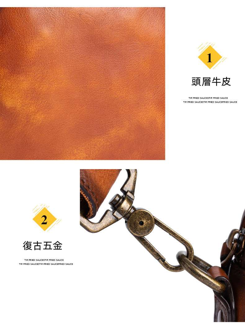 方形復古斜背包 頭層樹膏牛皮肩背包 男士休閑商務斜挎包側背包 擦色真皮斜挎包單肩背包 真皮包包