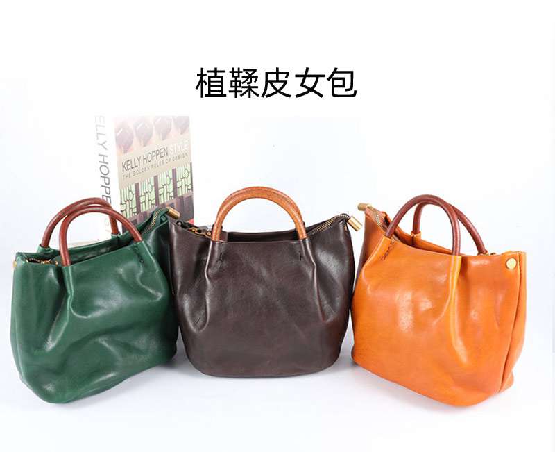 手工歐美復古植鞣皮女包 頭層牛皮手提包 手工皮包 女士手袋斜跨包 真皮斜背包 真皮包包