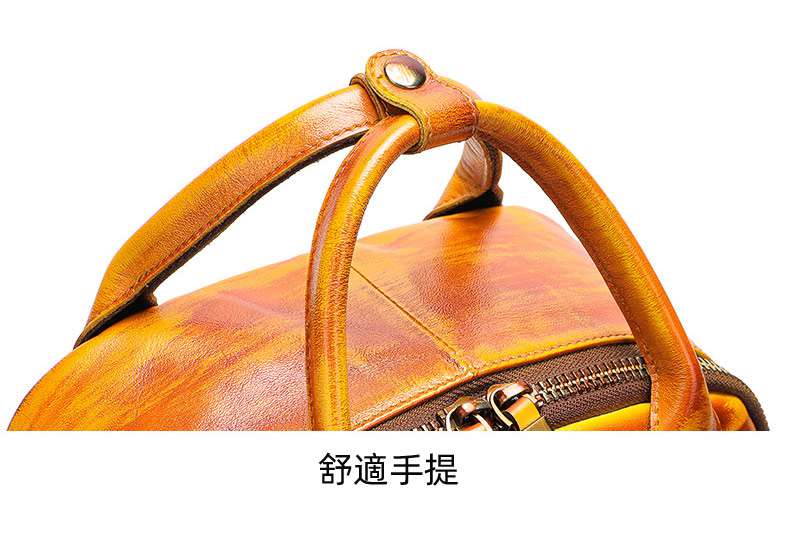 大容量創意手工擦色後背包 真皮男士雙肩背包 頭層牛皮雙肩包 男款休閑旅遊簡約書包旅行包  真皮包包