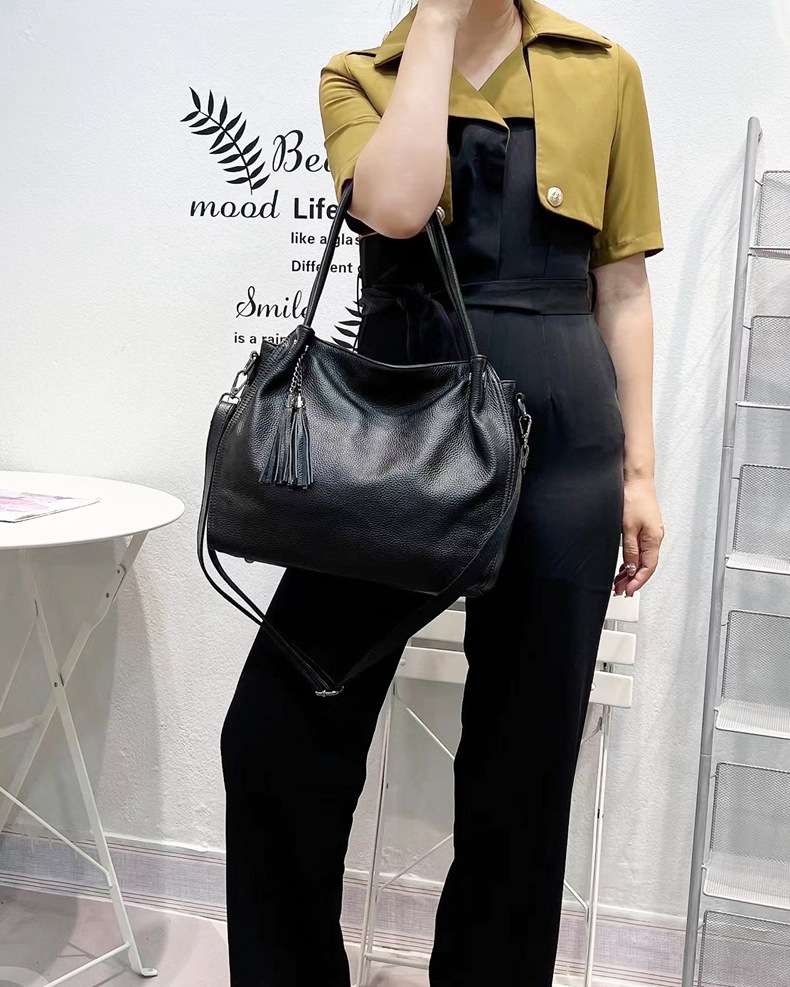 氣質百搭托特包手提包 大容量頭層牛皮自然摔紋斜挎包 真皮女包手袋女士單肩背包斜背包  真皮包包