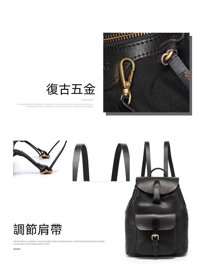 新款韓式女生後背包 真皮雙肩包 手工頭層牛皮女款包包 簡約百搭韓版真皮旅行包 真皮包包