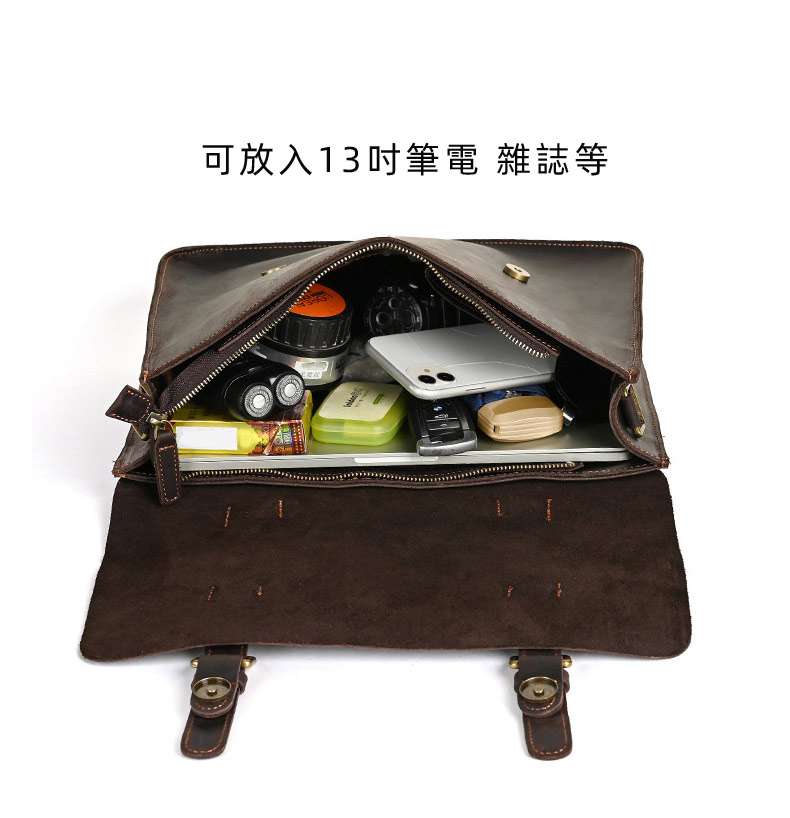新款真皮男女單肩斜挎包 多功能商務雙肩包 13吋電腦包 復古歐美斜背包手提包真皮包包
