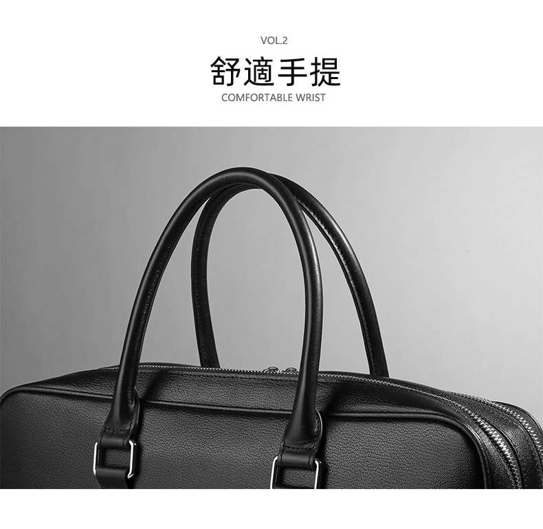 男士真皮手提包 雙拉鏈牛皮斜背包 時尚包包 商務頭層牛皮公文包包單肩背包斜挎包電腦包 真皮包包