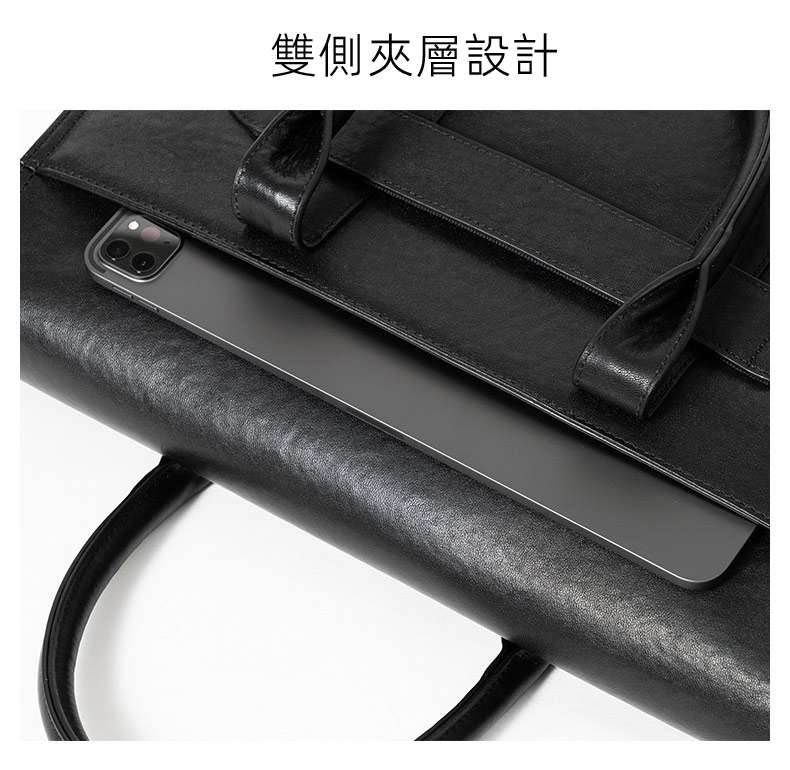 植鞣皮公事包 商務時尚14吋電腦包 大容量差旅公文包手袋 男士手提包真皮斜背包  真皮包包