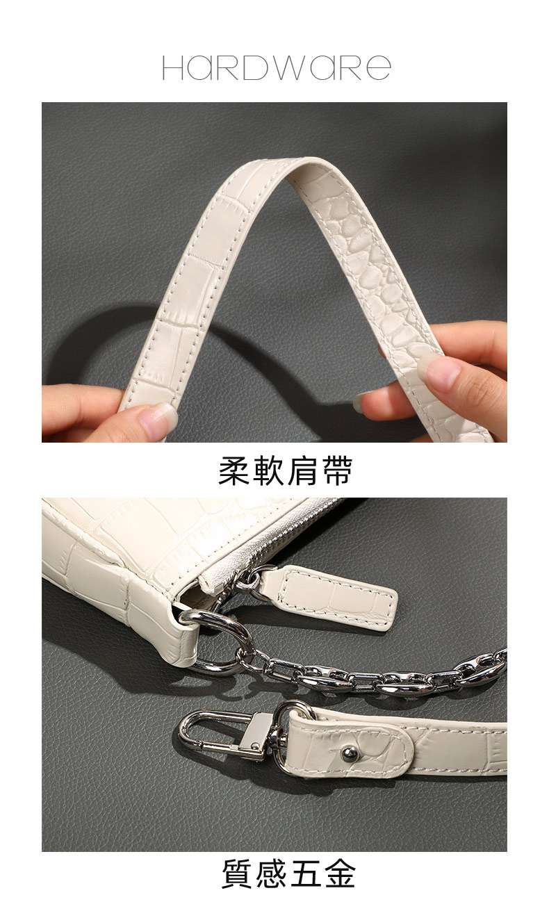 女式時尚真皮鏈條包 百搭腋下包 真皮女包斜挎包 牛皮手提包 潮流小包包手袋包 真皮包包