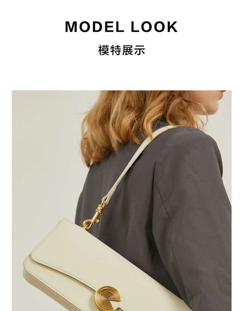 新款圓餅五金扣手提袋 真皮單肩女包 女斜跨包包 高級感手提法棍包 牛皮腋下包 真皮包包