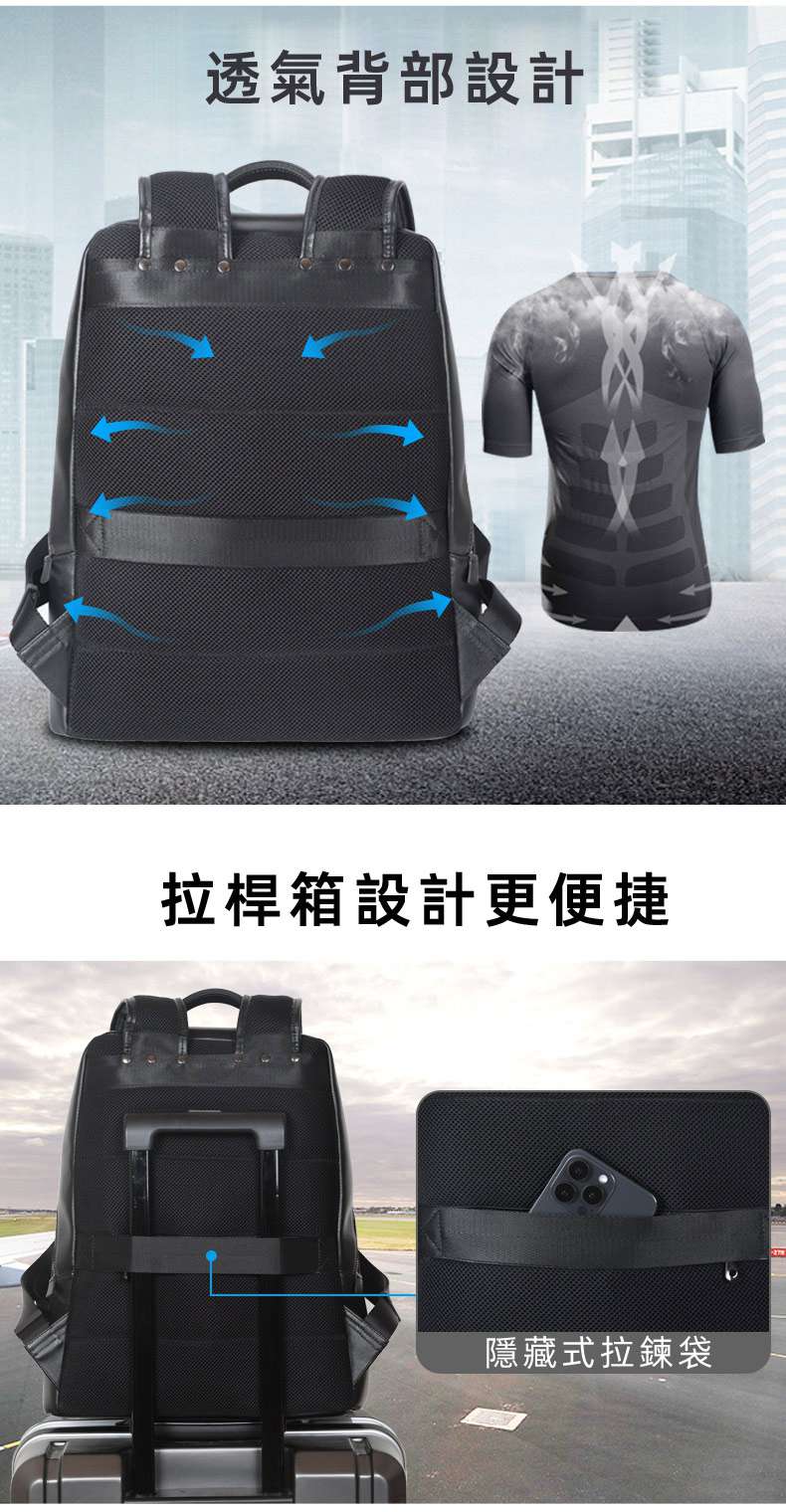 新款商務真皮後背包 男士雙肩包 男款通勤15.6吋電腦背包 防水透氣拉桿箱旅行包 頭層牛皮休閑旅行雙肩背包推薦 真皮包包