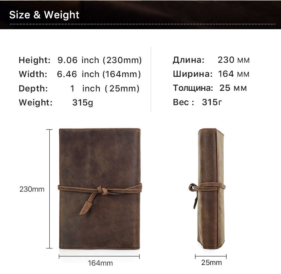 復古瘋馬皮A5紙筆記本皮套 綁帶手工製作多卡位辦公文具收納袋 真皮包包皮夾手拿包 真皮包包