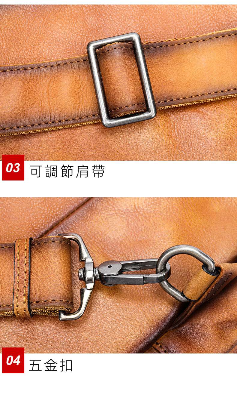 新款復古真皮胸包斜挎包 高級頭層牛皮單肩包 手工正品小背包 男士休閑胸包潮斜背包 真皮包包