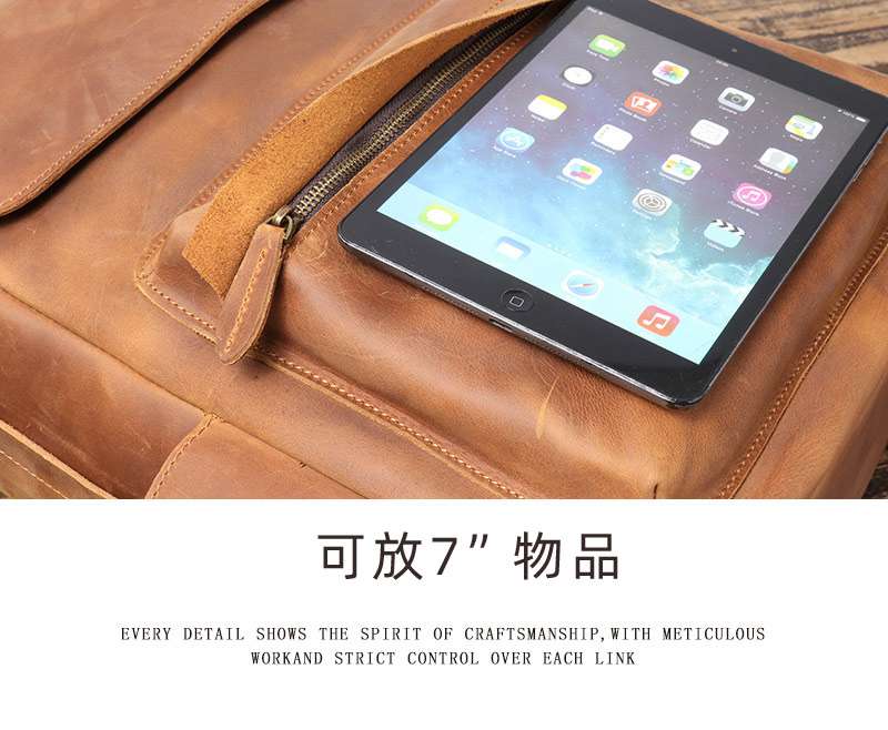 新款瘋馬皮後背包 男士手提旅行包 復古真皮雙肩包 頭層牛皮大容量電腦背包 真皮包包