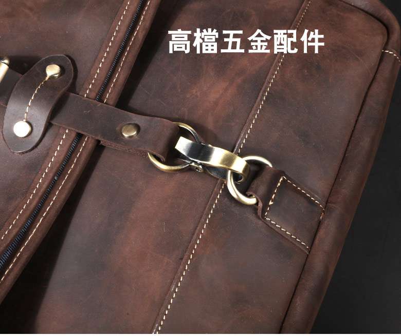 歐美復古翻蓋瘋馬皮斜背包 男士單肩斜挎包 真皮擴容學生書包 頭層牛皮郵差包高級感背包 真皮包包