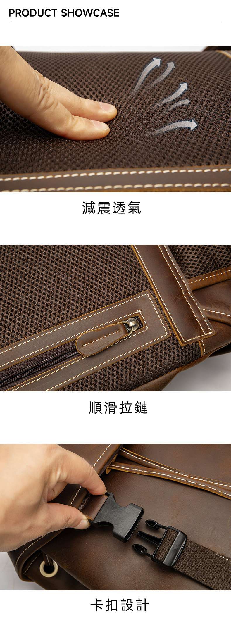 瘋馬皮雙肩後背包 男大容量復古休閑旅行背包 真皮多功能男士書包 高級感雙肩背包 真皮包包