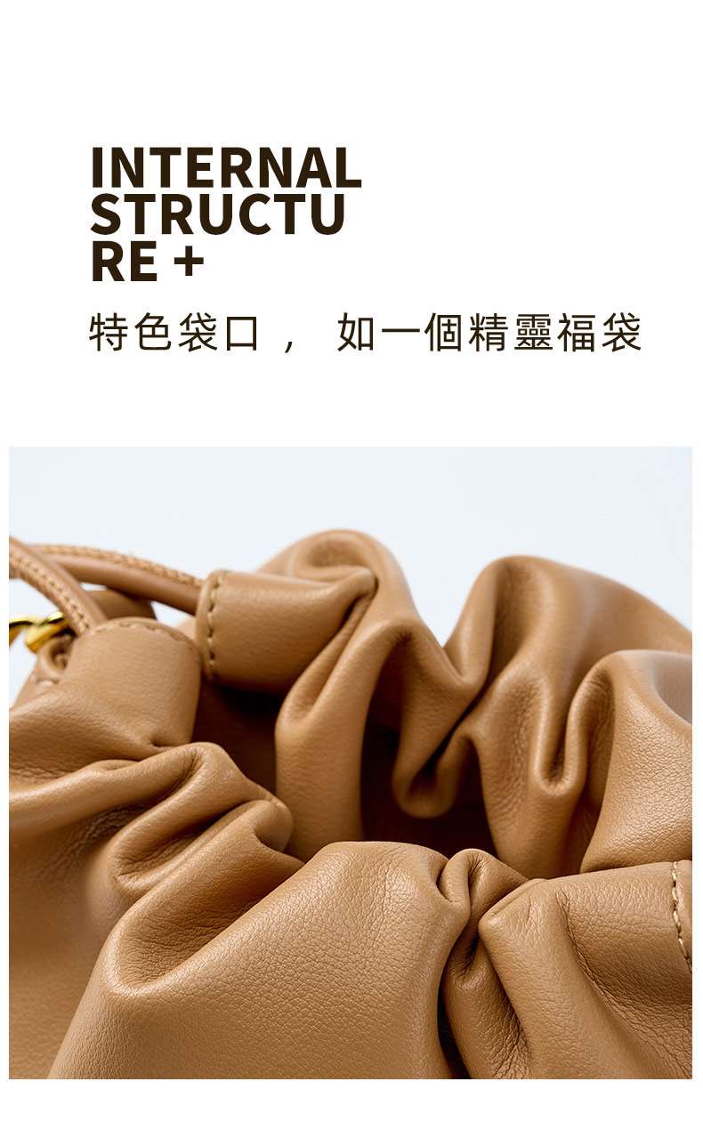 韓版新款真皮雲朵包 牛皮鏈條包 福袋包小號水桶包 百搭牛皮包包女生斜背包 真皮包包
