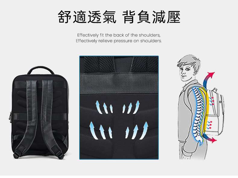 新款180°開合設計可掛行李箱摔紋皮後背包 大容量出差旅行背包 商務男士帶USB電腦包 真皮戶外雙肩包推薦電腦包 真皮包包