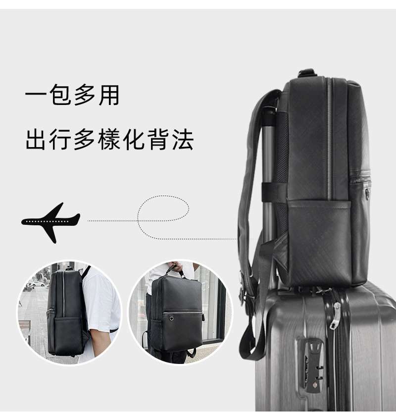 新款格線紋後背包 頭層牛皮16吋筆電背包 男士出差旅行包 大學生書包商務電腦包雙肩包 真皮包包