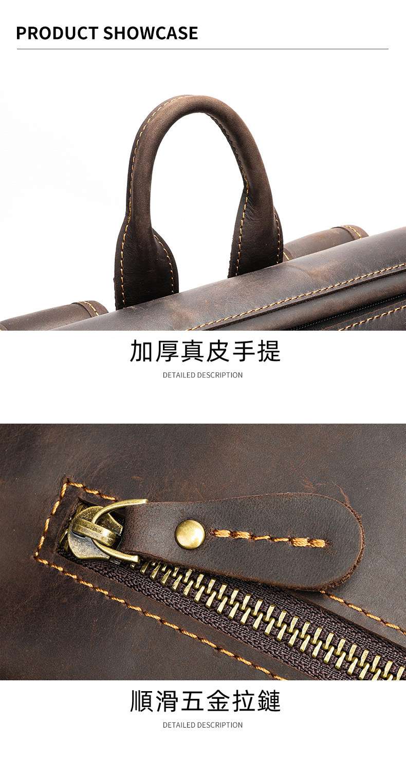 手工歐美新款復古後背包推薦 瘋馬皮雙肩包 高檔大容量休閑電腦背包 頭層牛皮男士雙肩背包  真皮包包