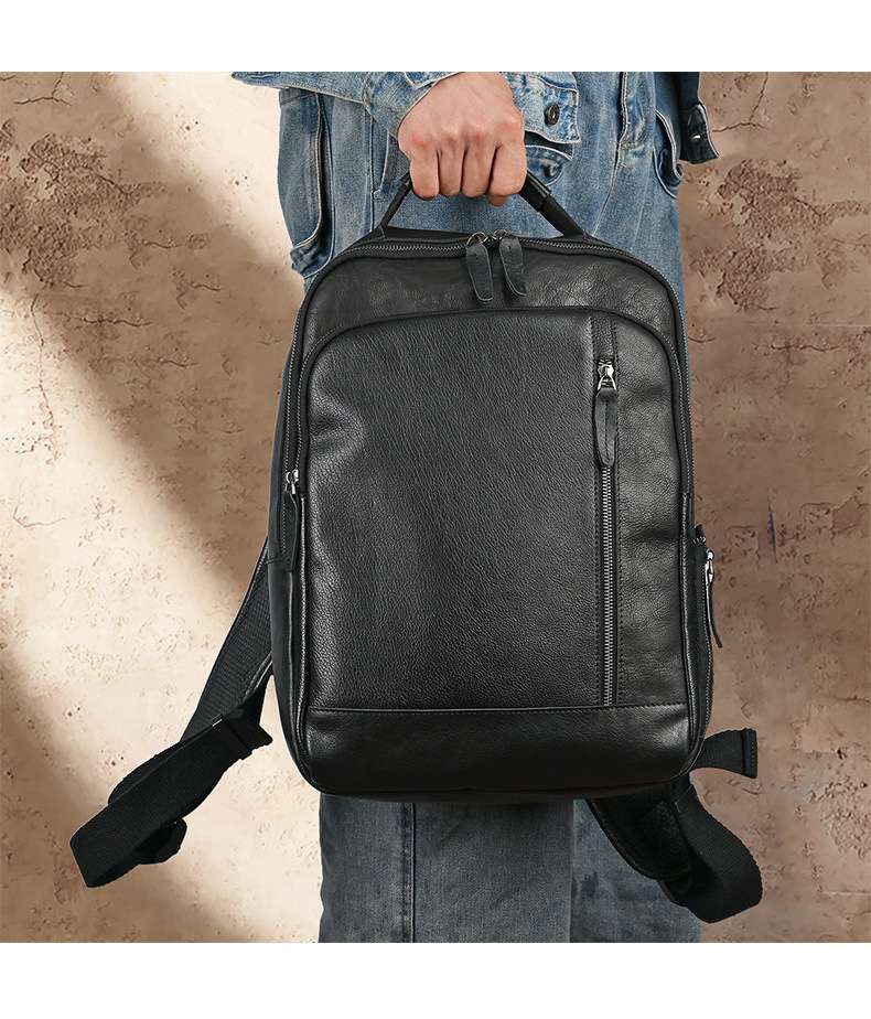 瘋馬皮後背包推薦 真皮雙肩包 復古頭層牛皮書包 樹膏皮旅行包 大容量16吋電腦包雙肩背包  真皮包包